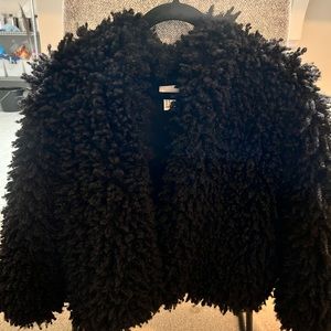 H&M Black Fall Fluffy “faux fur” “poodle jacket”